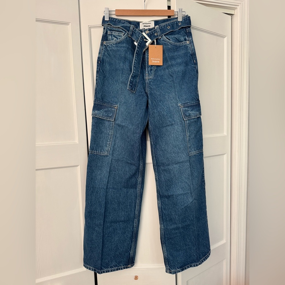 NWT Reformation Cary Belted Cargo High Rise Slouchy Jeans size 27